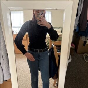Skies are Blue Black Sweater with slightly puffed sleeves